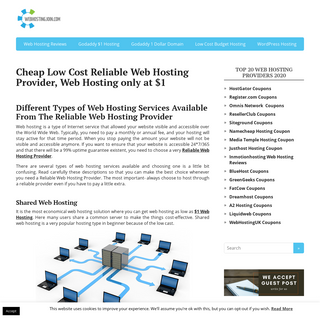 Cheap Low Cost Reliable Web Hosting Provider, Web Hosting only at $1