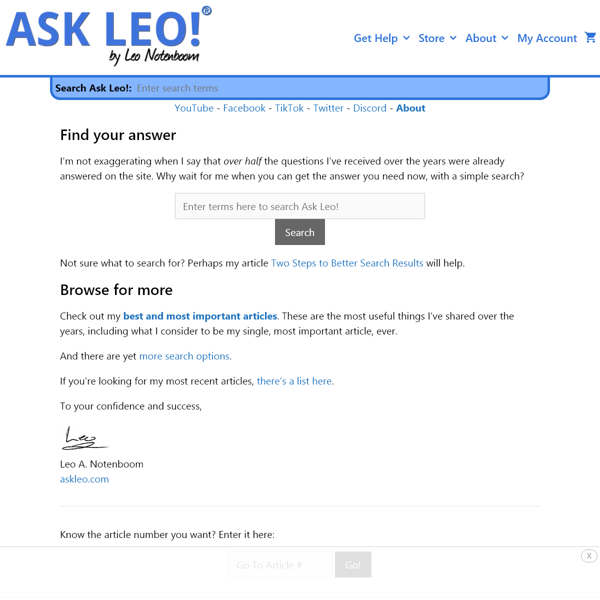 A complete backup of ask-leo.com