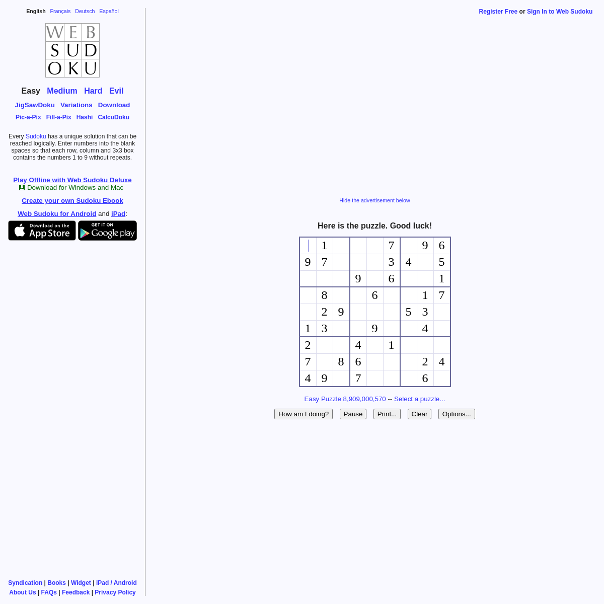 Web Sudoku Billions Of Free Sudoku Puzzles To Play Online Archived 21 07 08