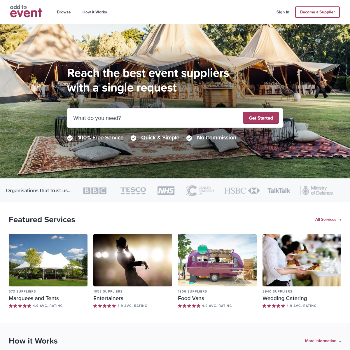 Add to Event - Find and book the best suppliers for your event.