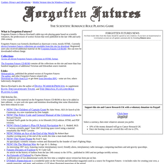 Forgotten Futures, The Scientific Romance Role Playing Game