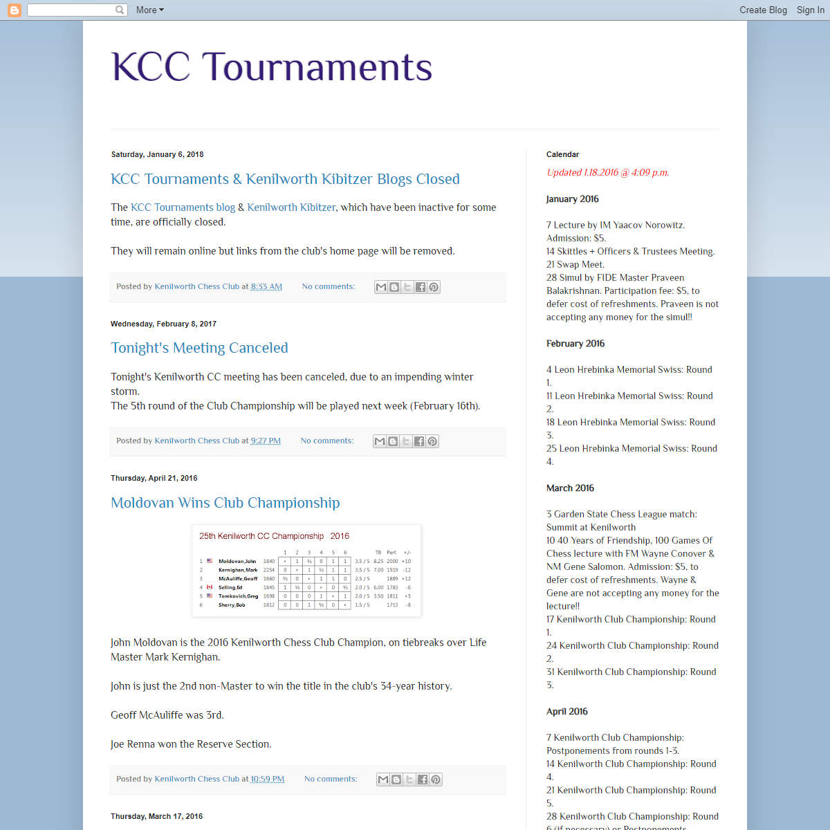 KCC Tournaments