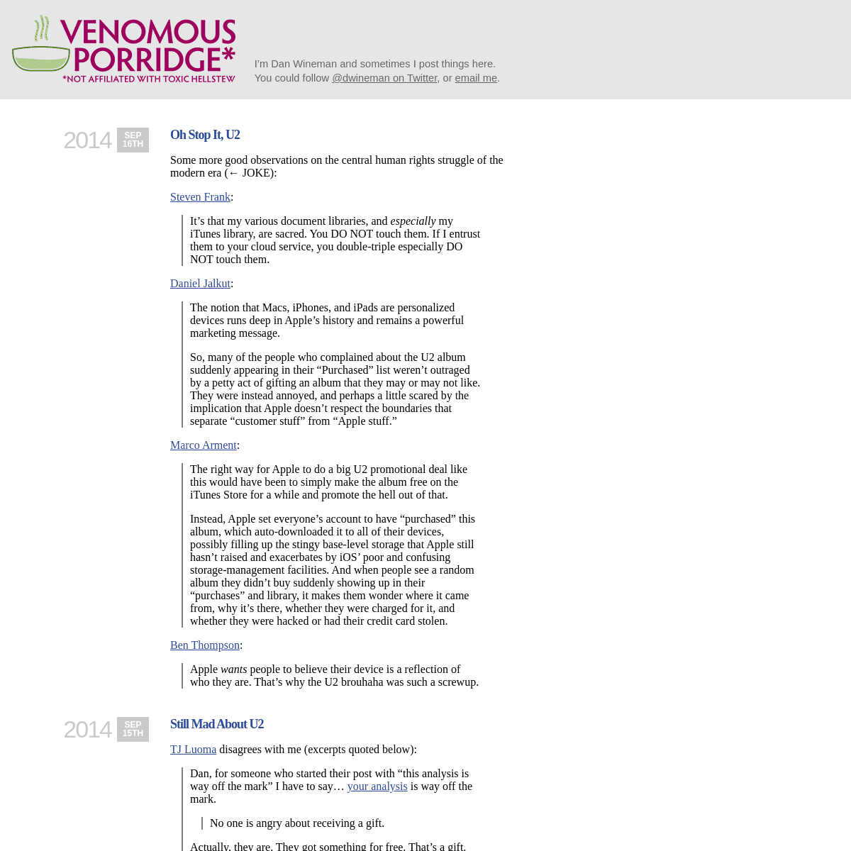 A complete backup of https://venomousporridge.com