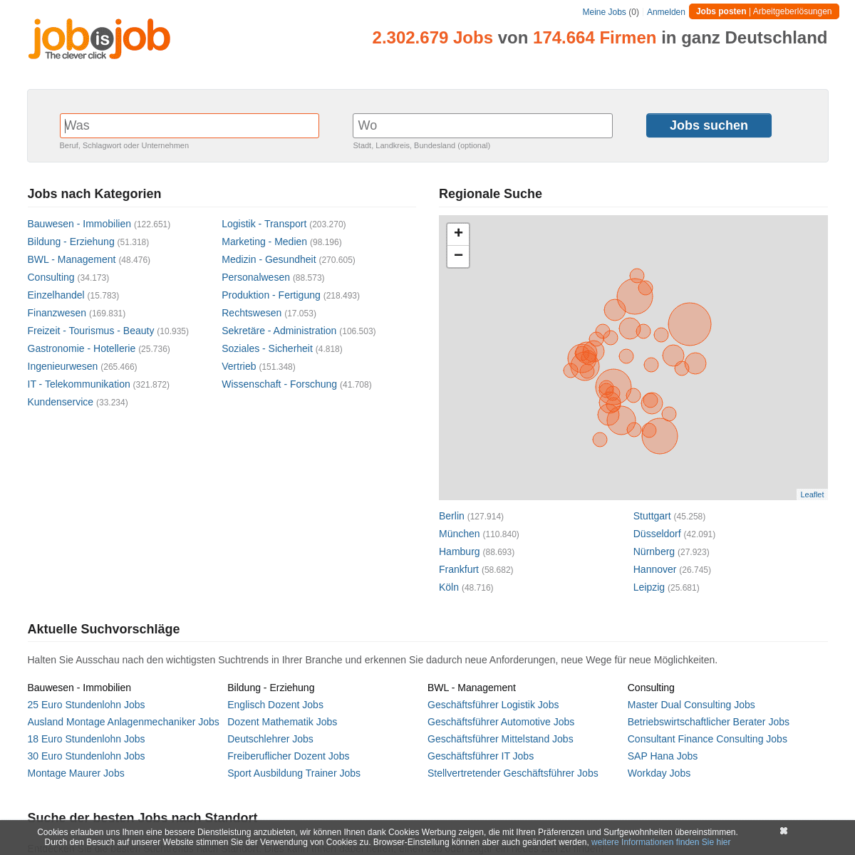 Jobs - Arbeit - Jobsuche - Stellenanzeigen - JobisJob Deutschland