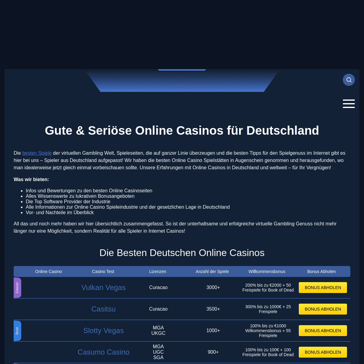Die Besten Online Casinos. Online Casinos, die Sie verdienen!