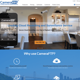 CameraFTP- Leading Cloud Surveillance, Storage & Security Service. Live Monitoring, Playback, Streaming, Broadcasting