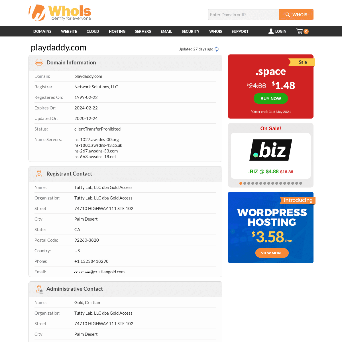 A complete backup of https://www.whois.com/whois/playdaddy.com