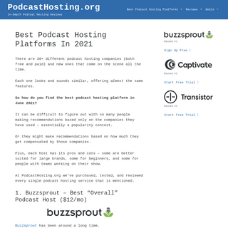 Best Podcast Hosting Platforms In 2021 - PodcastHosting.org