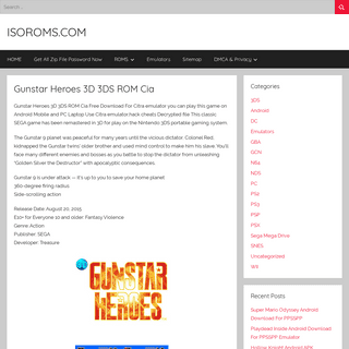 Gunstar Heroes 3D 3DS ROM Cia â€“ ISOROMS.COM