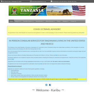 Tanzania Embassy Site - This is the Official website for the Embassy of Tanzania in the United States of America.