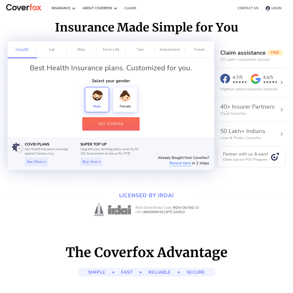 A complete backup of https://coverfox.com