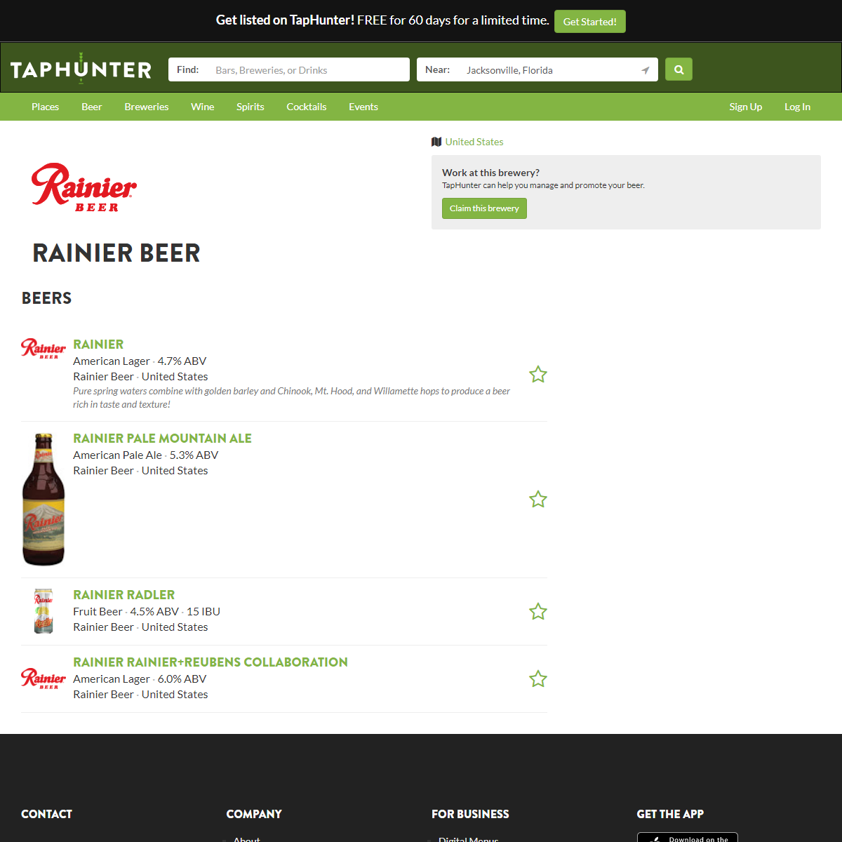 A complete backup of https://www.taphunter.com/brewery/rainier-beer/49031064