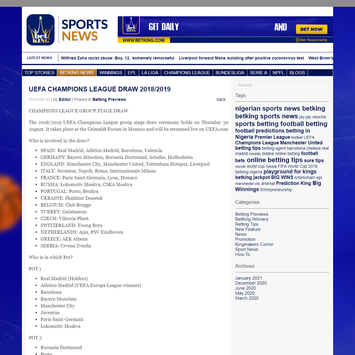 A complete backup of http://news.betking.com/tabs/blog/2018/08/uefa-champions-league-draw-20182019