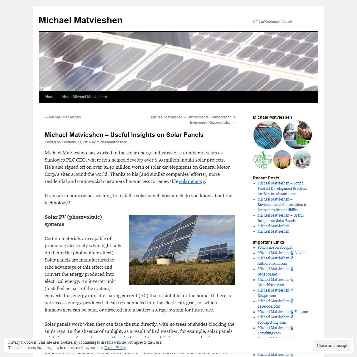 A complete backup of https://michaelmatvieshen.wordpress.com/2016/02/23/michael-matvieshen-useful-insights-on-solar-panels/