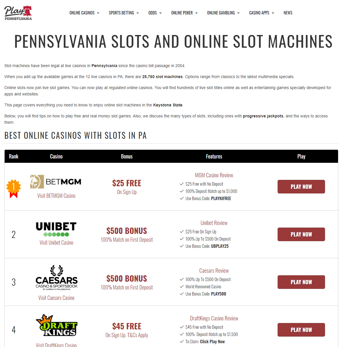 Online Slots in PA - Best Slot Machines in Pennsylvania