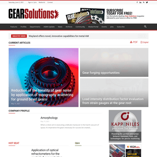 Gear Solutions Magazine Your Resource to the Gear Industry - Advertise and reach a broad-base audience of gear industry professi