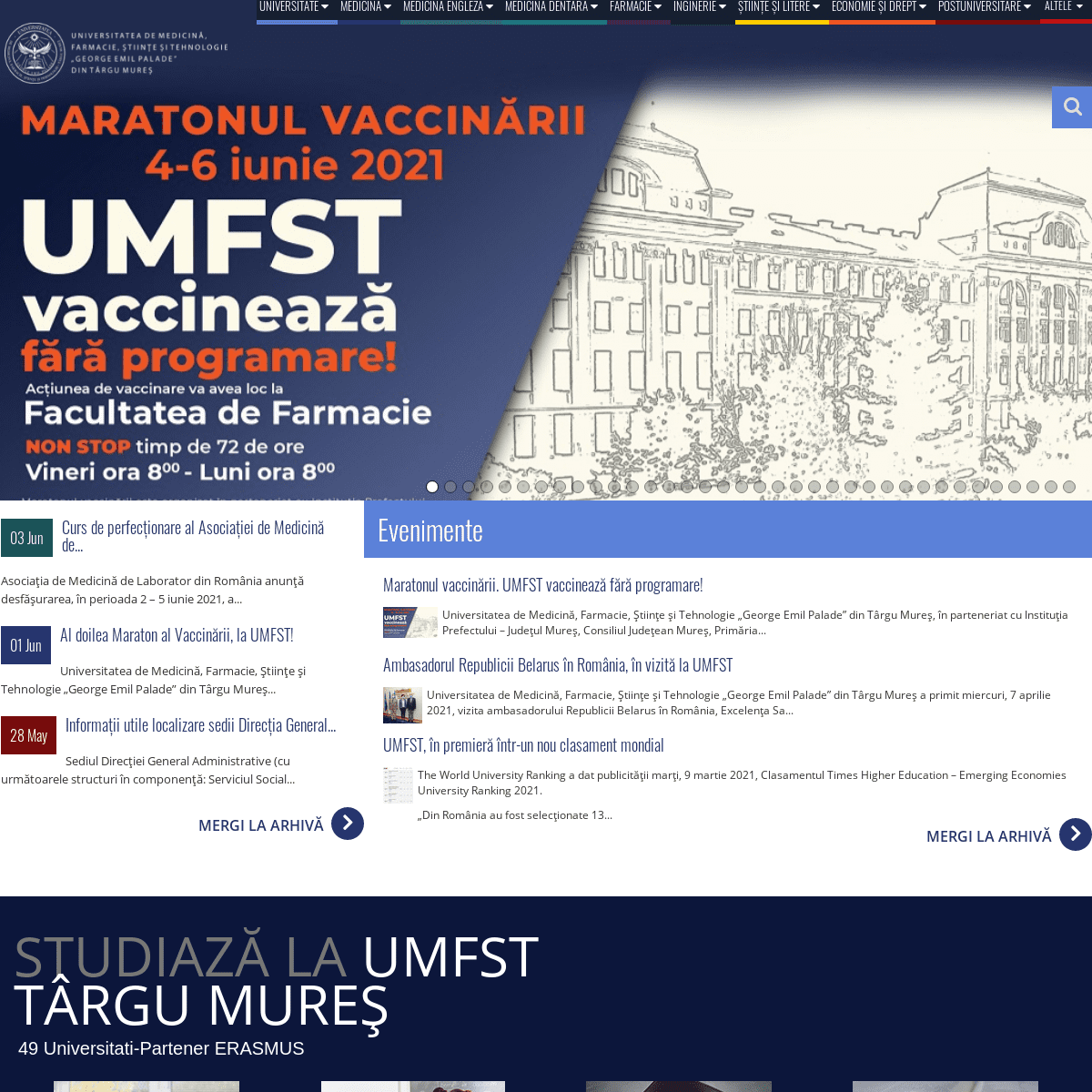 Home- UMFST - Universitatea de MedicinÄƒ, Farmacie, È˜tiinÈ›e È™i Tehnologie din TÃ¢rgu MureÈ™