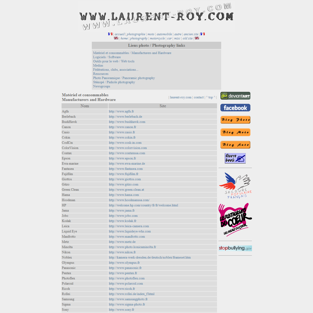 A complete backup of http://www.laurent-roy.com/photo/liens.html