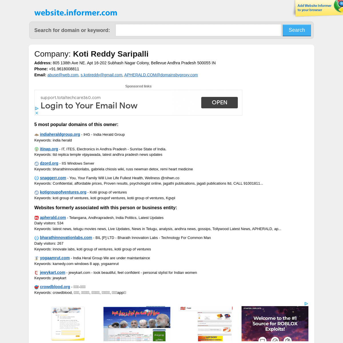 A complete backup of https://website.informer.com/Koti+Reddy+Saripalli.html