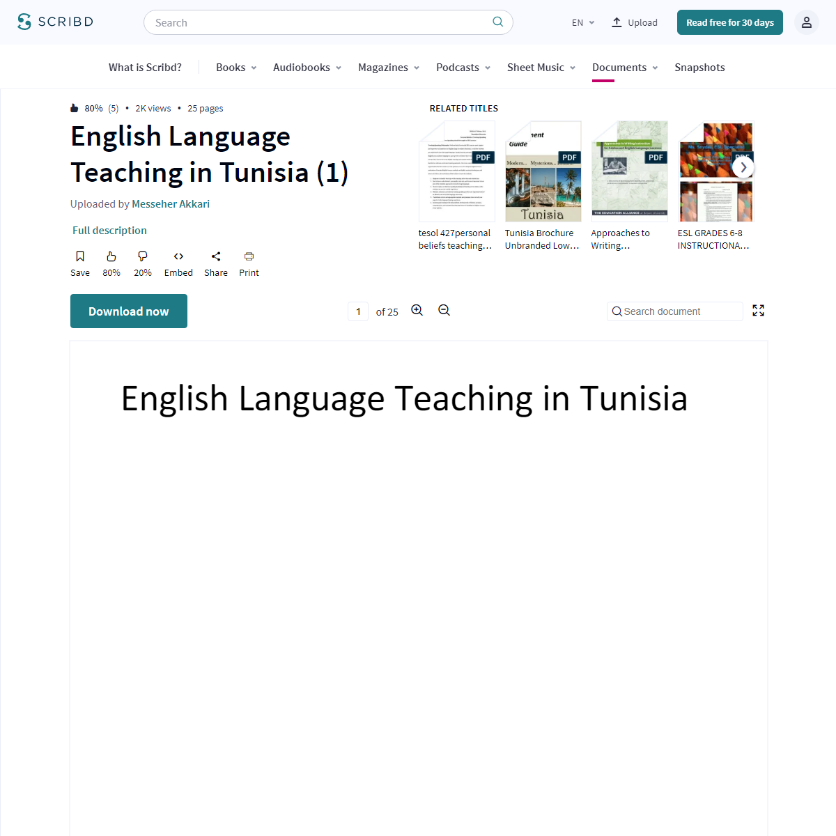 A complete backup of https://www.scribd.com/doc/116369620/English-Language-Teaching-in-Tunisia-1