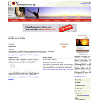 International Journal of Yoga (IJoY)- Free full text articles from Int J Yoga (IJoY)