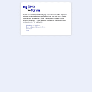 my little forum - a simple PHP-MySQL based threaded internet forum