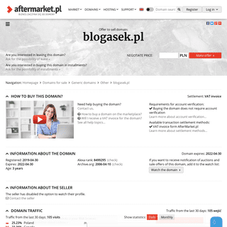 Offer to sell domain- blogasek.pl
