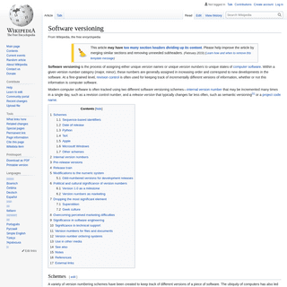 A complete backup of https://en.wikipedia.org/wiki/Software_versioning