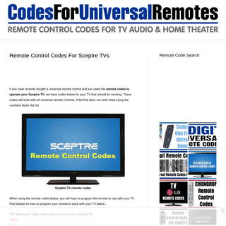 A complete backup of https://codesforuniversalremotes.com/remote-control-codes-for-sceptre-tvs/