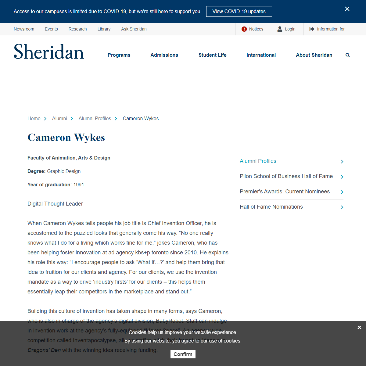 A complete backup of https://www.sheridancollege.ca/alumni/profiles/cameron-wykes