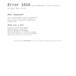 Origin DNS error - fastpaleo.com - Cloudflare