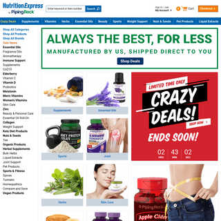 Nutrition Express by PipingRock Health Products - Shop for discount vitamins, supplements, bodybuilding products and more