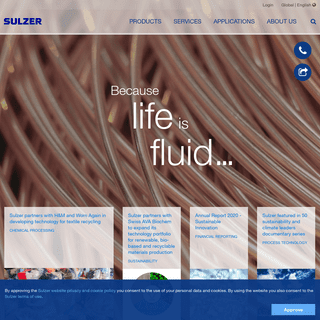 Home - Because life is fluid - flow control and applicators - Sulzer