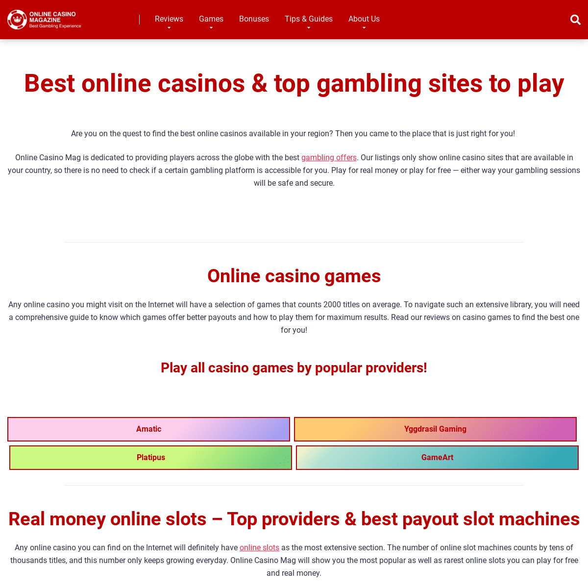 Online Casino Magazine â¤ï¸ Best Gambling Experience