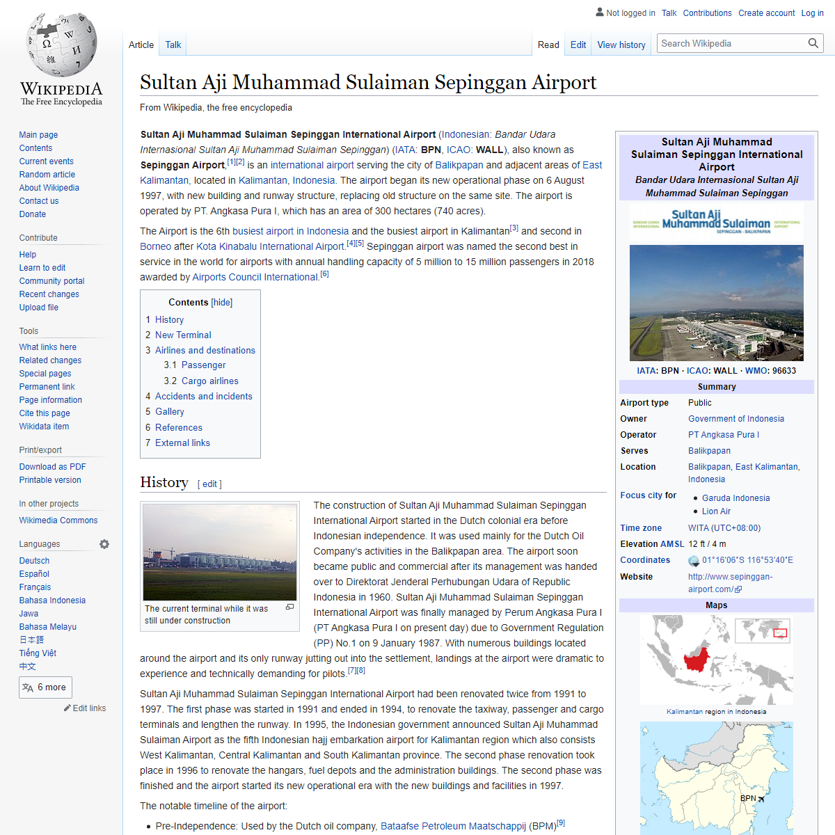 A complete backup of https://en.wikipedia.org/wiki/Sultan_Aji_Muhammad_Sulaiman_Sepinggan_Airport