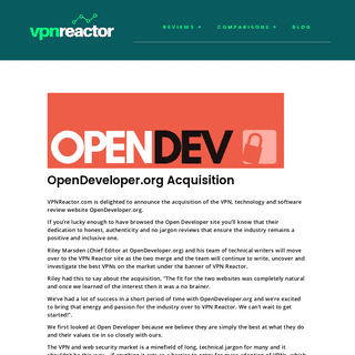 OpenDeveloper.org Acquisition - VPN Reactor