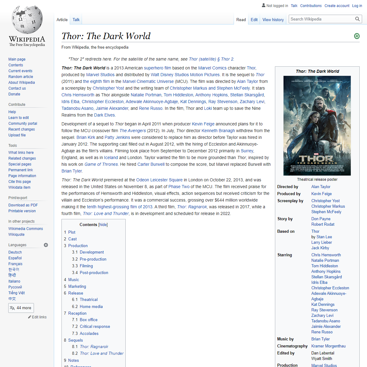 A complete backup of https://en.wikipedia.org/wiki/Thor:_The_Dark_World