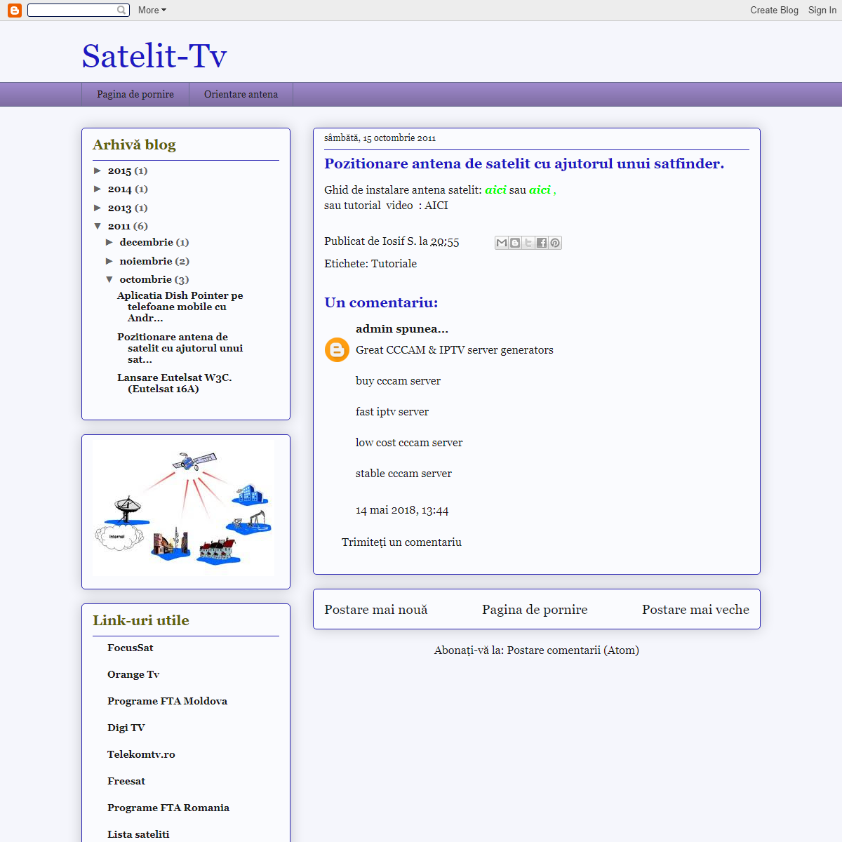 A complete backup of https://hobbysatelit.blogspot.com/2011/10/instalare-antena-de-satelit.html