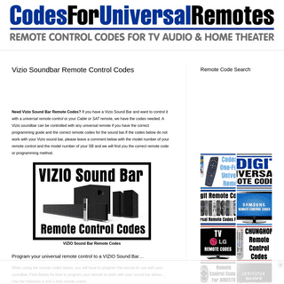 A complete backup of https://codesforuniversalremotes.com/remote-control-codes-for-vizio-sound-bars/