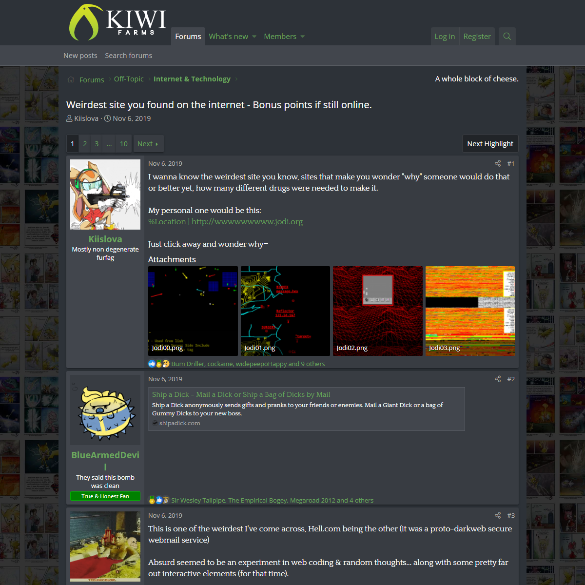 A complete backup of https://kiwifarms.net/threads/weirdest-site-you-found-on-the-internet.62908/