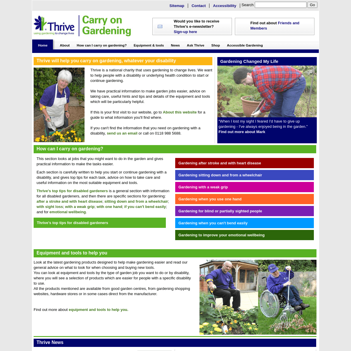 Carry on Gardening, Thrive`s top tips and tools for easier gardening and gardening with a disability