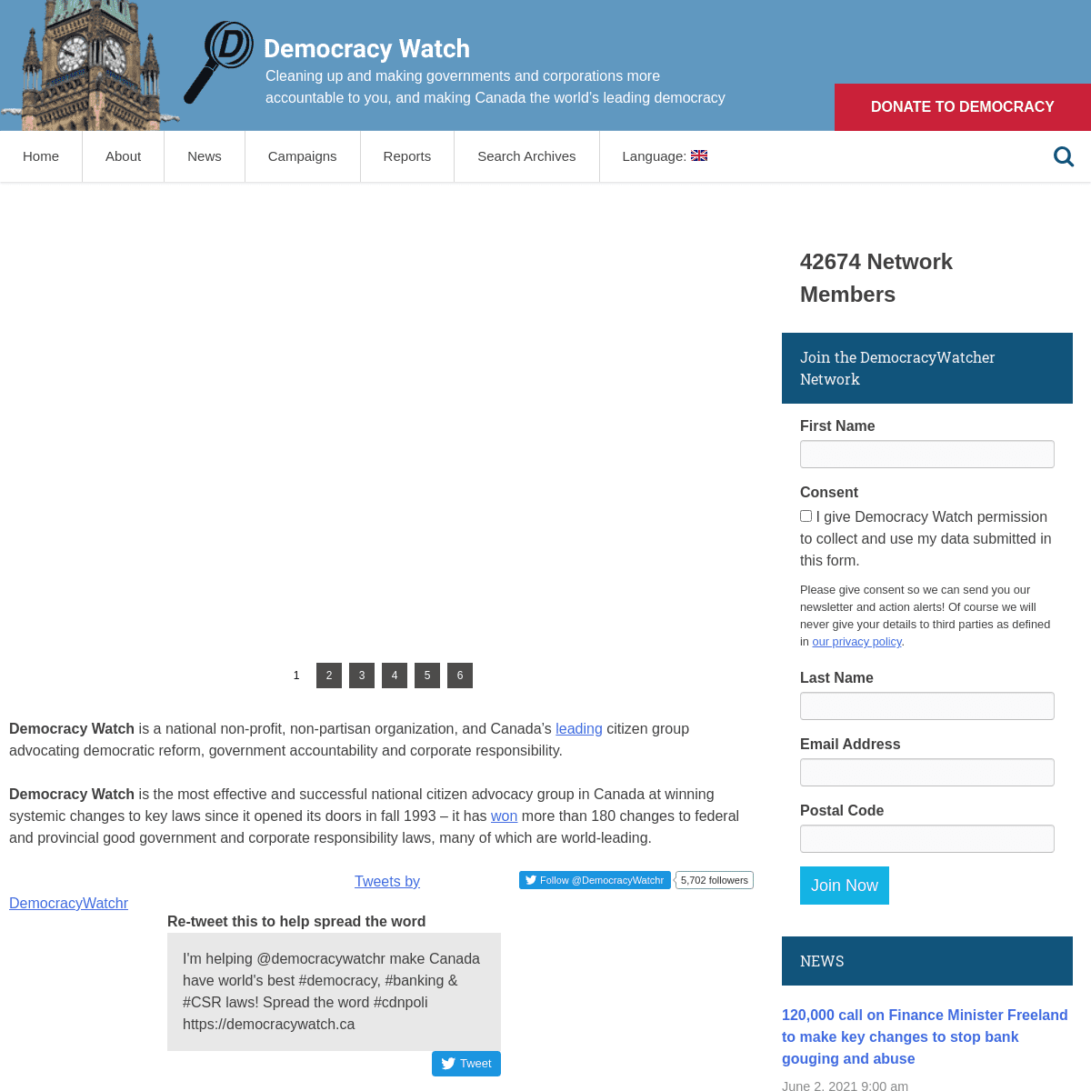 A complete backup of https://democracywatch.ca