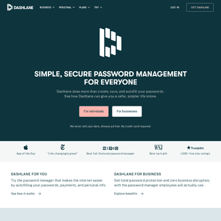 Password Manager App for Home, Mobile, Business - Dashlane