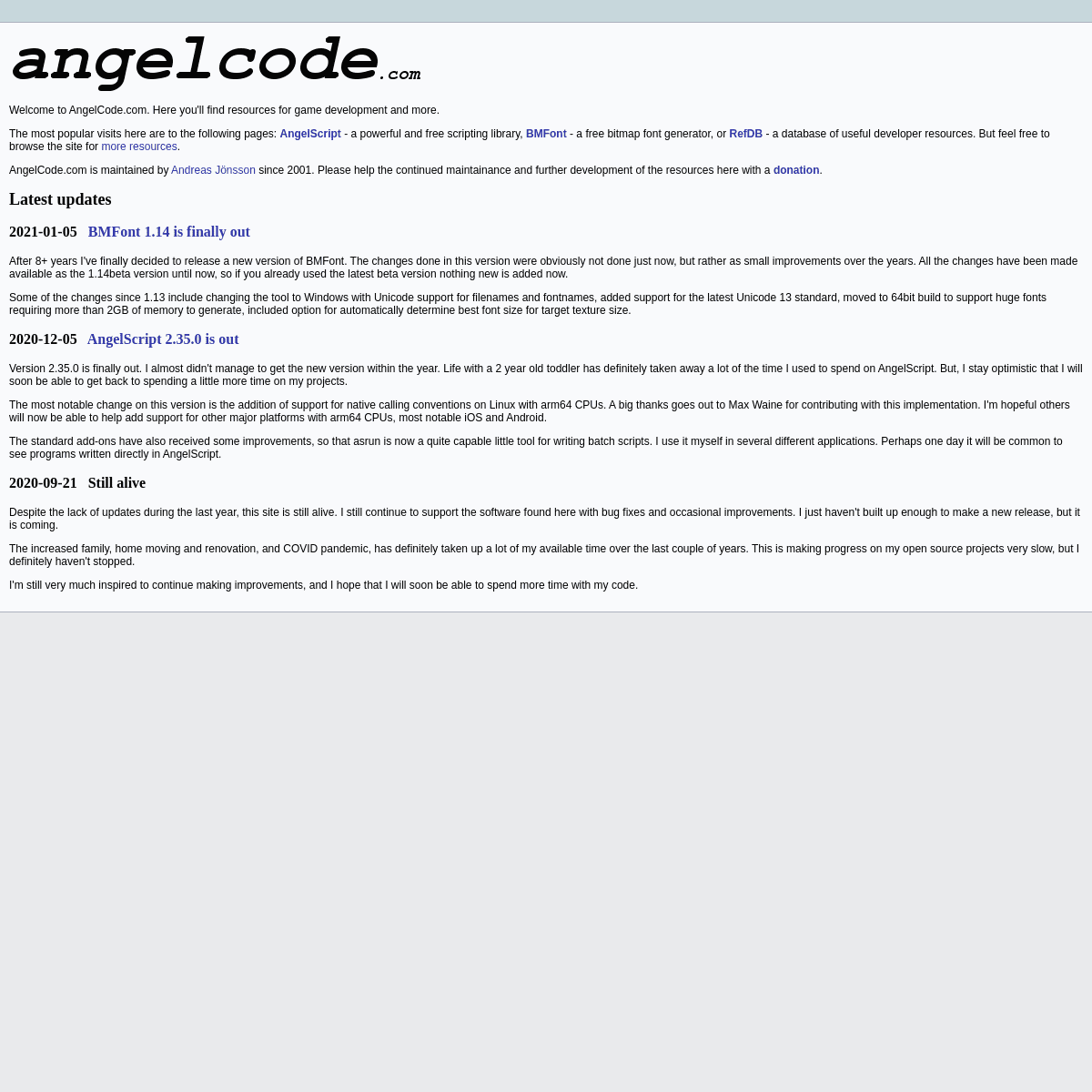 A complete backup of https://angelcode.com