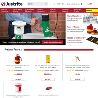 Safety Cans - Safety Cabinets - Spill Containment - Justrite