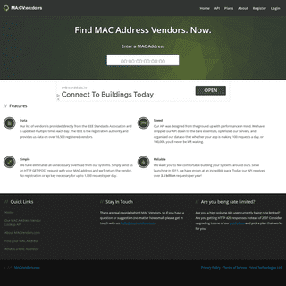 Home - MAC Vendor Lookup Tool & API - MACVendors.com