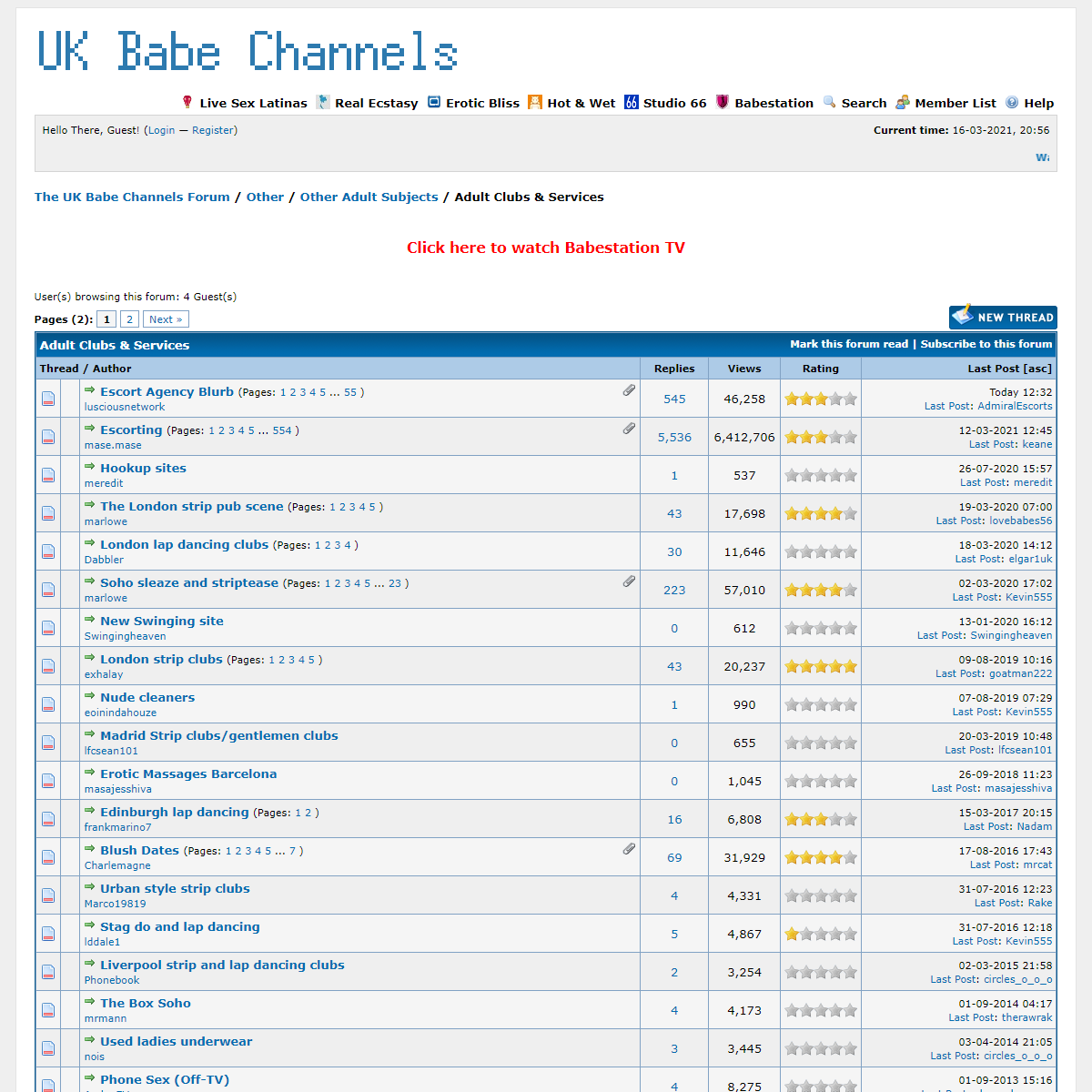 The UK Babe Channels Forum - Adult Clubs & Services