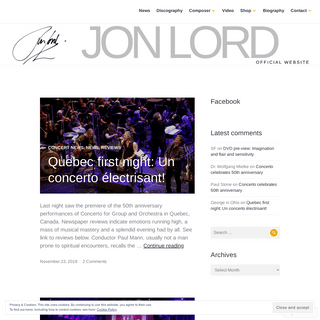 Jon Lord â€“ The Official Website â€“ Jon Lord official website news reviews Hammond organ Deep Purple