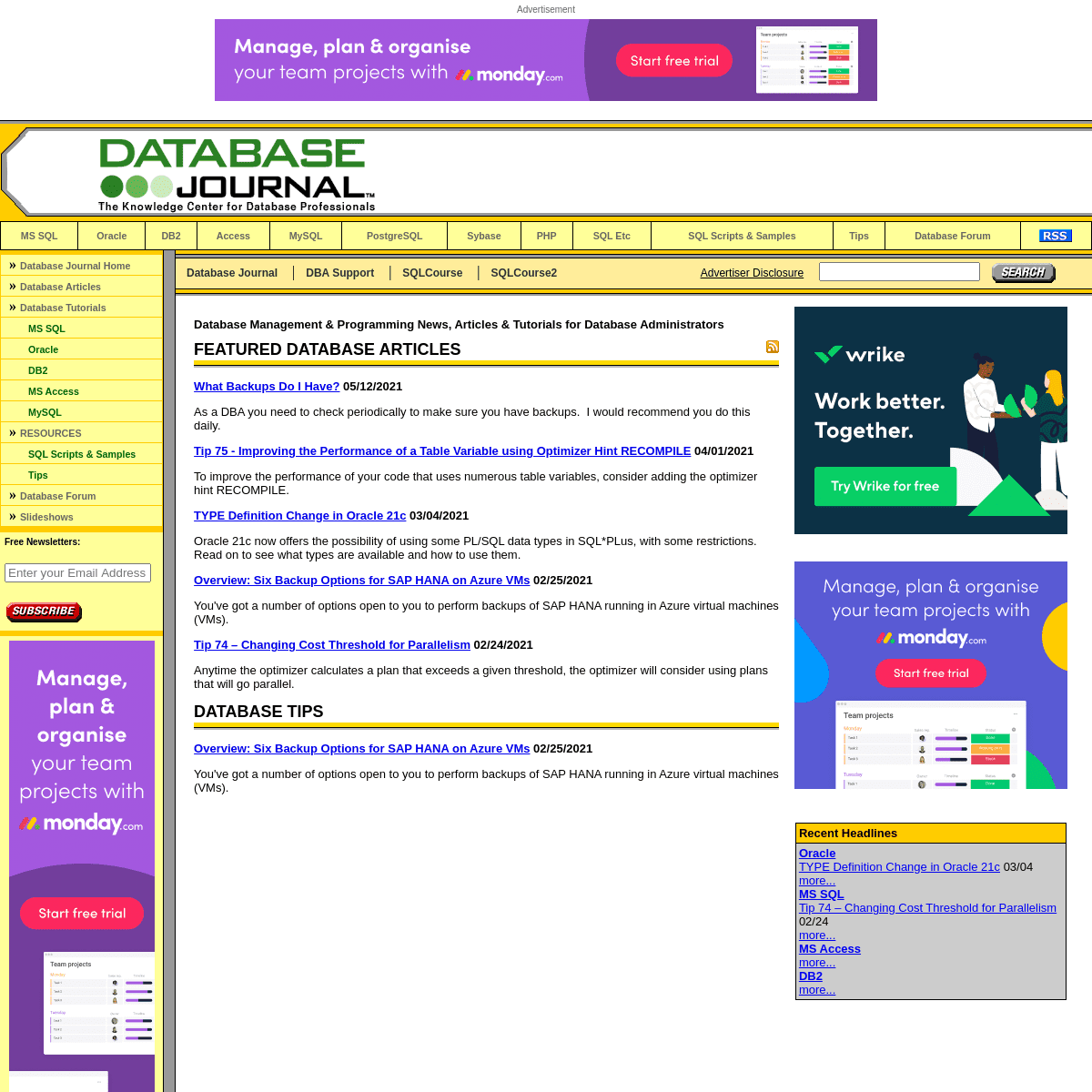 A complete backup of https://databasejournal.com