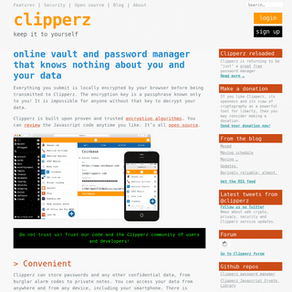 Clipperz online password manager